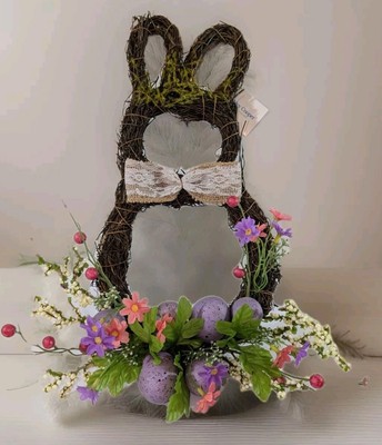 Ashley Cooper Easter Bunny Shaped Floral Wreath Door Spring Egg Decor