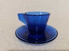 2-Akro Agate 1940  s Chiquita Children's Cobalt Blue Glass Teacups REPLACEMENTS