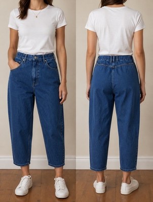 Whistles Barrel Leg Jeans Blau Denim W32 Cropped Tapered