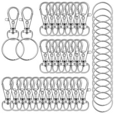 70PCS Swivel Snap Hooks with Key Rings, Metal Lobster Claw Clasp, Keychain Ri...
