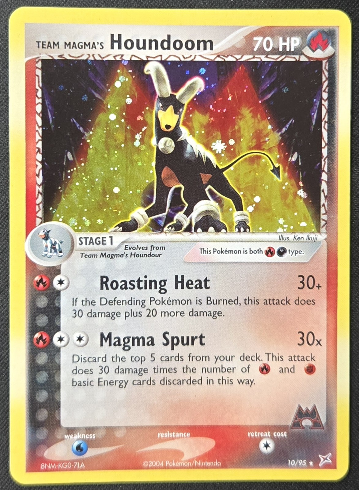SWIRL Team Magma's Houndoom 10/95 EX Magma Vs. Aqua Holo Rare Pokémon 2004 NM