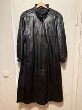 Vintage Ledermantel Striwa 70s Schwarz Lang Gr. 21 (40/42) Matrix