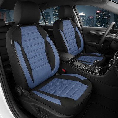 2x Sitzbezüge passend für Opel Vivaro B ab 2014-2019 (Schwarz- Blau)