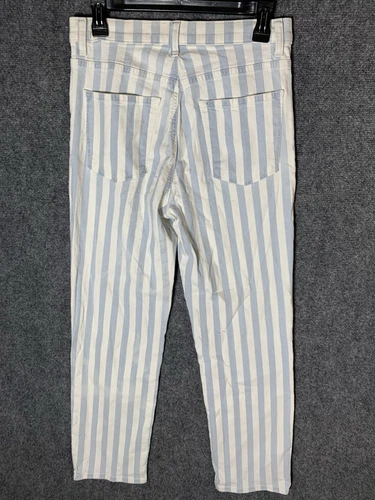 J BRAND Jules Striped High Rise Straight leg Jeans Size 28 Blue White Striped - Picture 18 of 23