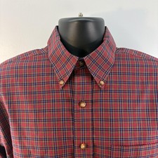 Brooks Brothers 346 Plaid Shirt Mens Medium Red Non Iron Button Down Cotton
