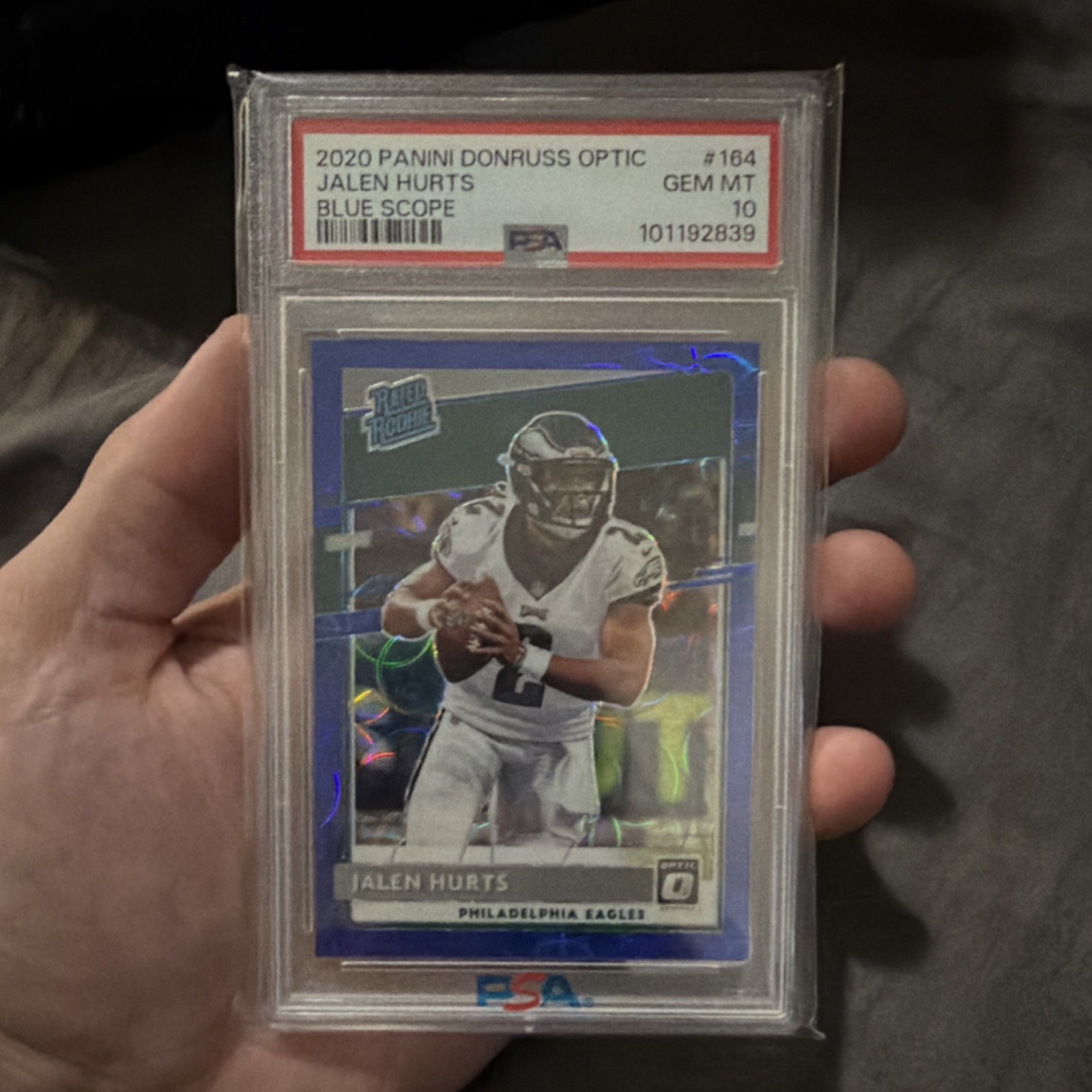 Jalen Hurts Panini Donruss Optic #164 Blue Scope
