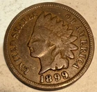1899 Indian Head Cent Penny Antique USA Wheat Cent Coin