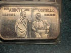 1978 Abbott And Costello Greathouse Productions 1oz .999 Silver Bar TRG-2V2