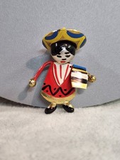 RARE   Vintage Mexican-Sombrero Man "3-Dimentional" Haind-painted Brooch/ Pin