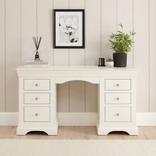 Pedestal Dressing Table Wilmslow White Painted Double - Bedroom Furniture
