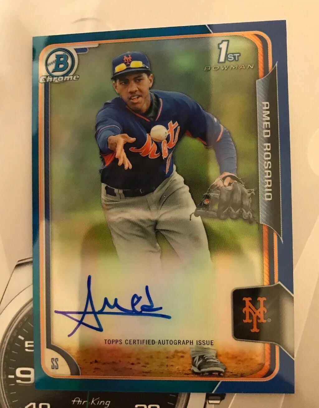 2015 Bowman Chrome Blue Refractor Amed Rosario RC Rookie AUTO 100/150🔥🔥💎💎