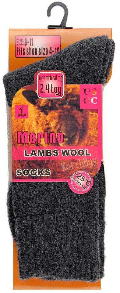 1 Pairs Womens Winter Warm Thermal Heavy Duty Merino Lambs Wool Socks Size 9-11 - Image 2 of 4