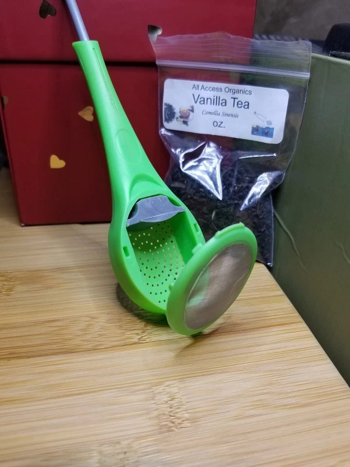Infusor de té verde con émbolo - Filtro de malla de acero inoxidable, para té de hojas sueltas Foto 3 de 4