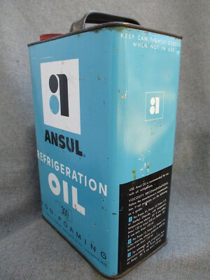 VTG 1950s-60s ANSUL CHEMICAL CO. REFRIGERATION OIL TIN 1 GAL CAN MARINETTE,  WI