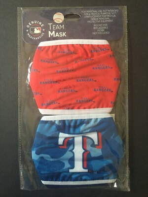 Texas Rangers 2 Pack Adult Cloth Face Mask Covering -50% Off SRP-FREE S&H