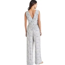 Splendid x Cella Jane Blog Jumpsuit – Blue Floral Sleeveless V-Neck – Size L