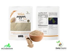 Organic Fresh Ceylon White Pepper Powder 200g–Direct from Farm, Pure & Aromatic