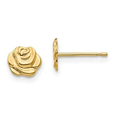 14k Yellow Gold Flower Small Stud Earrings Gift for Women 6mm