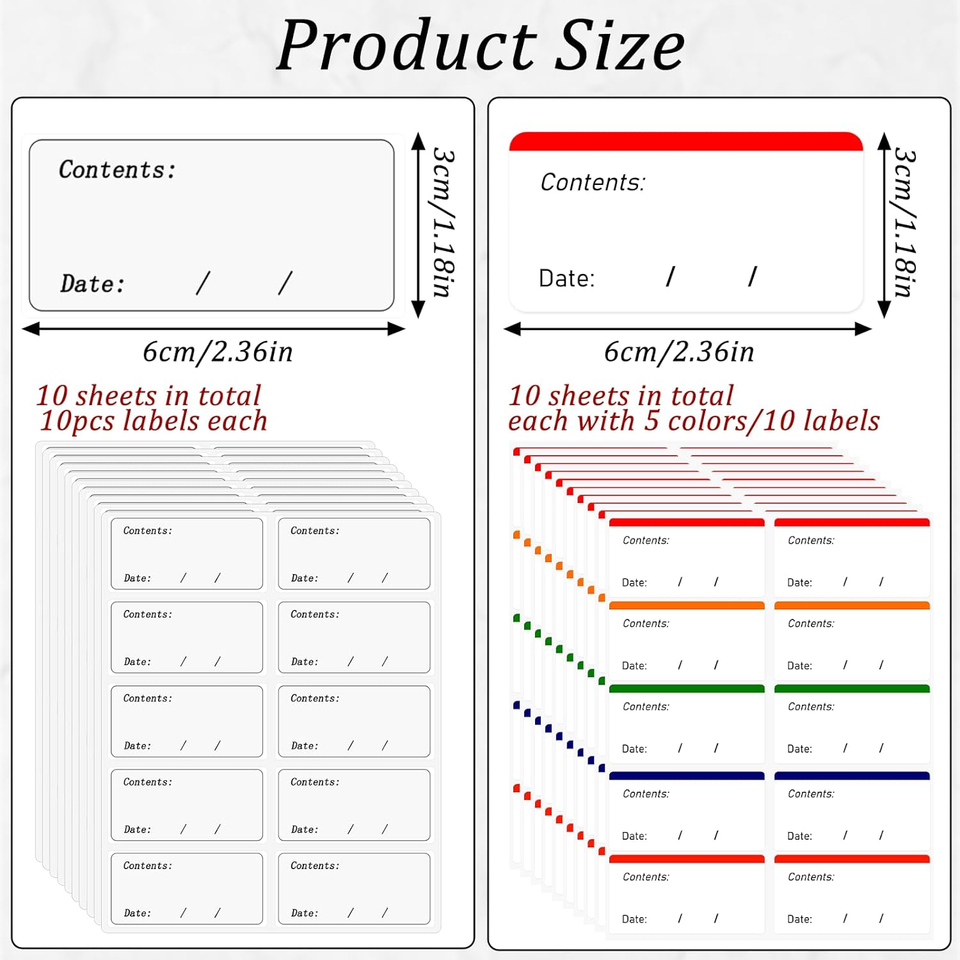 Molain Freeze Food Storage Labels, 200Pcs Removable Freezer Labels