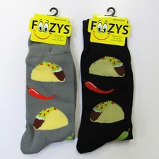 2 Pairs Men's Foozys TACO Novelty Fun Crew Socks Father's Day Gift