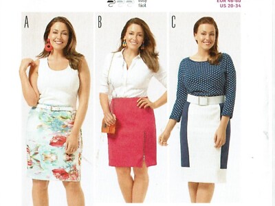 Burda 6679 Misses' Plus Size Mini & Knee Length Skirt 4 Stretch Knit SZ 20-34 FF