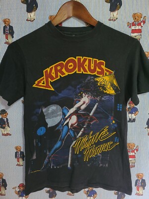 Vintage Krokus 1984 Midnite Maniac Blitz Tour Shirt Size Small