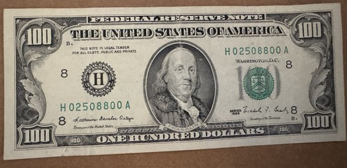 Crisp 1988 series $100 Dollar Note Bill (small face) Ortega Bead H Blk Benjamin