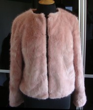 Lipsy Faux Fur Jacket Coat 10 Pink Short Coat Glam Chic Evening Occasion Winter