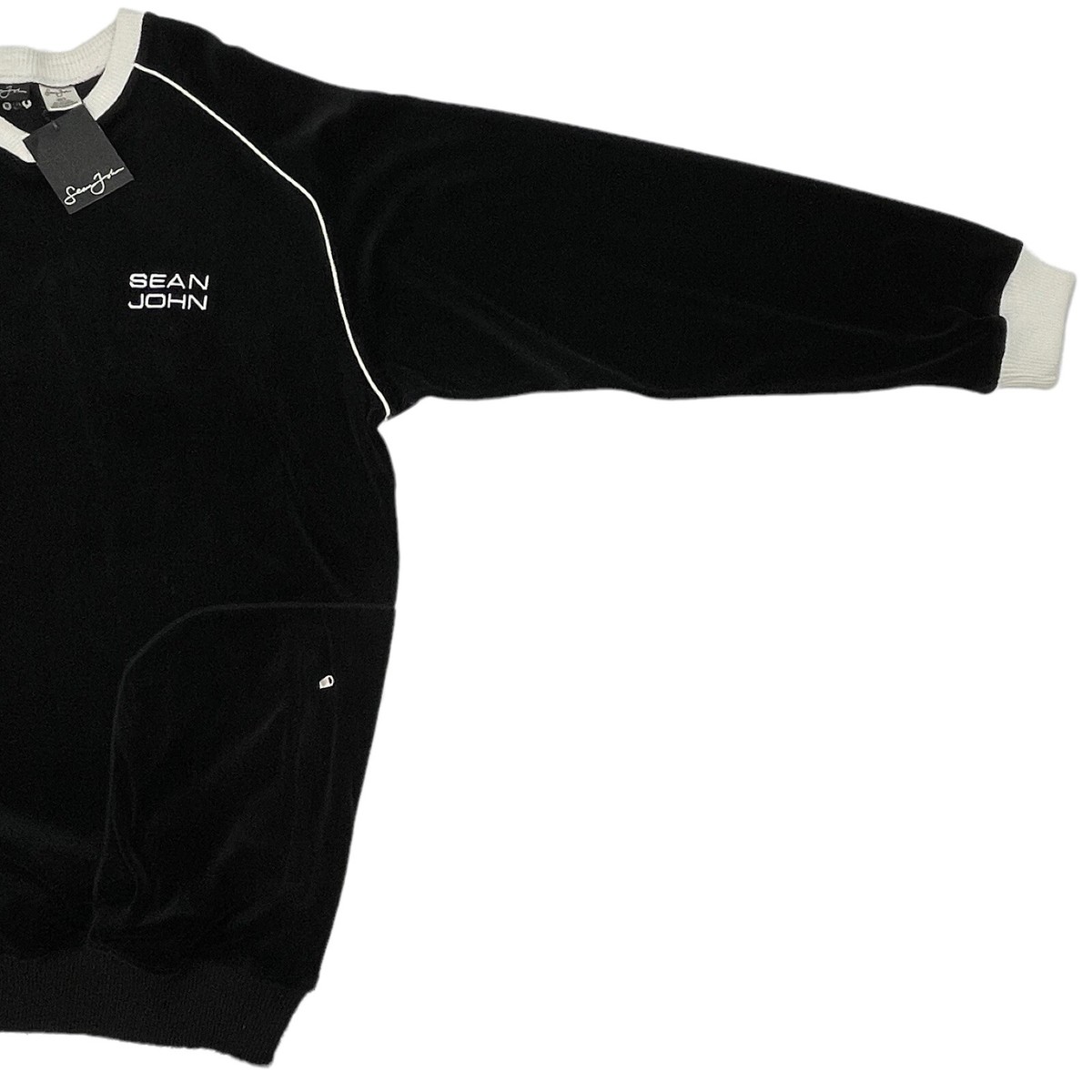NWT Vintage 90s Sean John Velour Pullover Sweatshirt Black NWT Vintage 90s Sean John Velour Pullover Sweatshirt Black