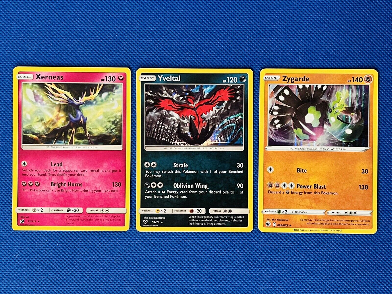 Xerneas, Yveltal & Zygarde - 3 Card Holo Pokémon Set Legendary Rare Pokémon NM