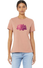 Silhouette of lotus flower Ladies T-shirt Pink Printed