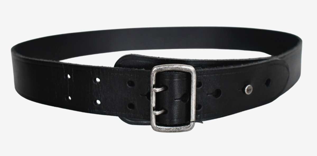 小物 SAINT LAURENT PARIS Leatehr belt NEW Authentic SAINT LAURENT Paris Black Leather Belt IT-90 US-35