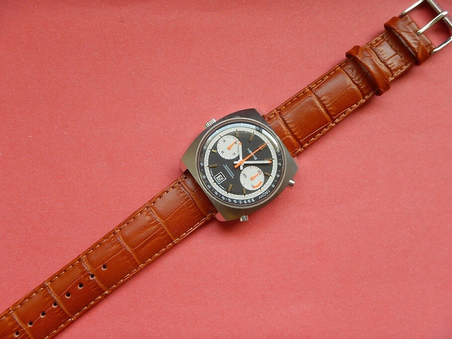 Bracelet De Montre Cuir Veau Véritable 26 Mm - Façon Alligator, Marron, Couture Blanche