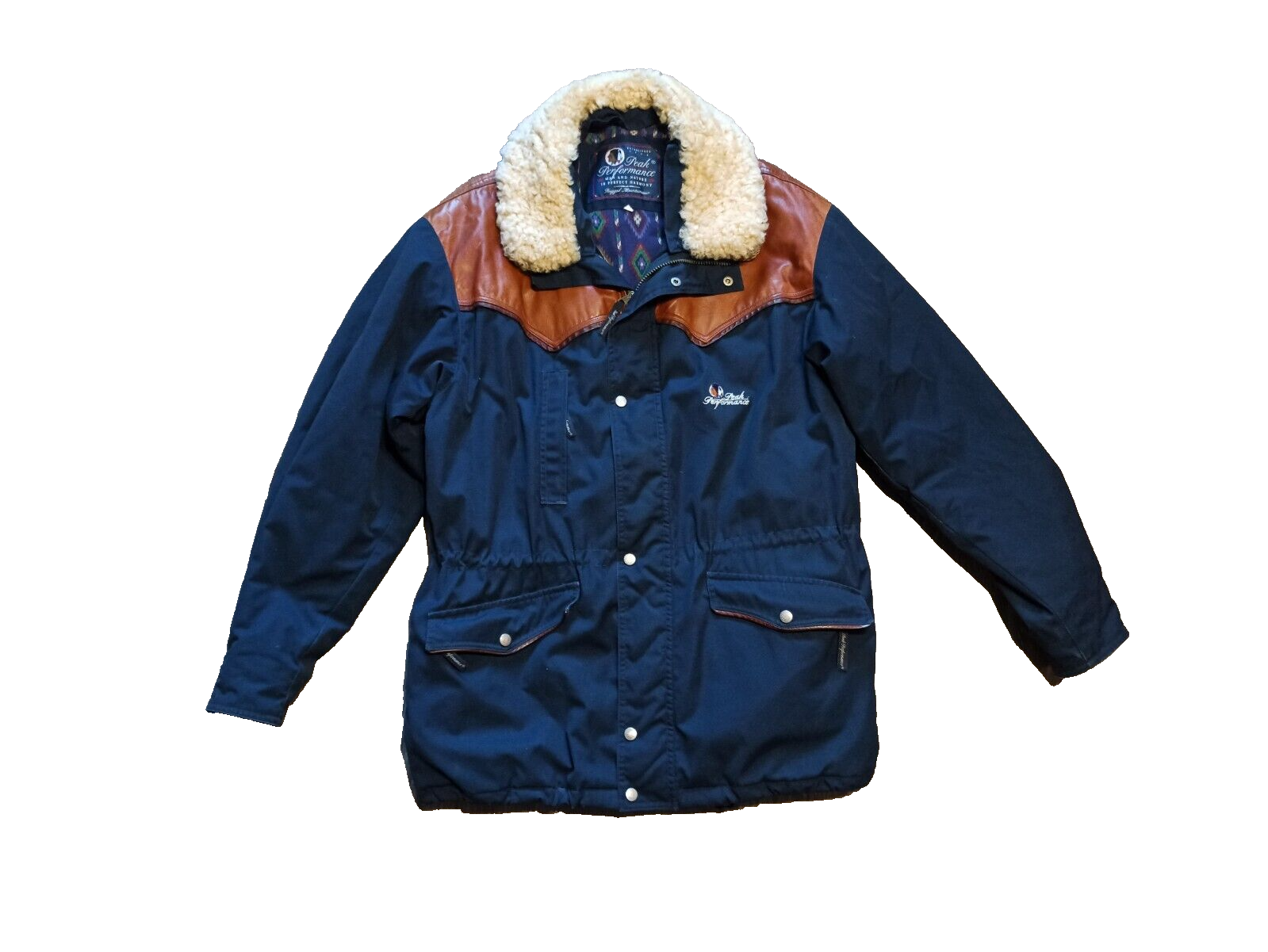 Peak Performance Vintage 1992 Ski men's  jacket size XL blue brown zip