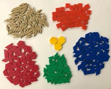 296 PLASTIC TANGRAM / PATTERN BLOCKS - Manipulatives 6 different shapes/colors 