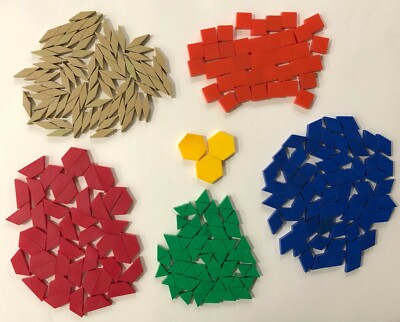 296 PLASTIC TANGRAM / PATTERN BLOCKS - Manipulatives (6 different shapes/colors)