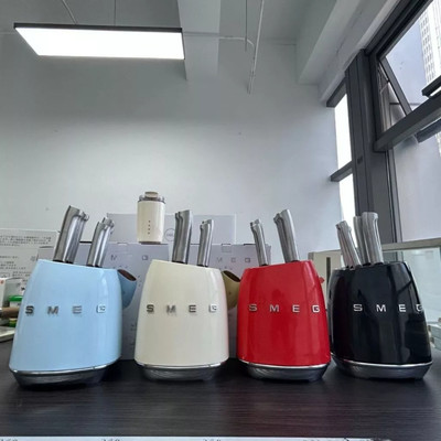 Smeg 7-Piece knife Block set stainless steel Multicolor NEW - DHL- FAST SHIPPING
