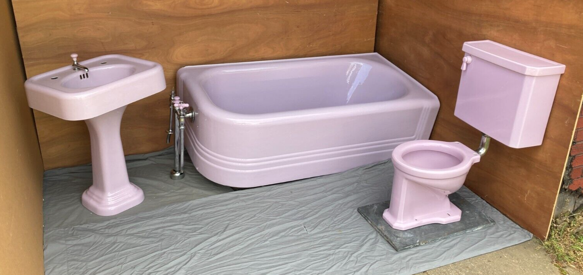 Antique Orchid Lavender Lilac Bath Set Pedestal Sink Toilet