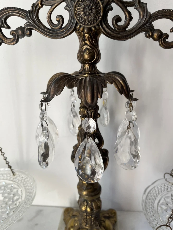 Cristal pesado dorado escala de equilibrio Hollywood Regency dorado vintage Foto 3 de 4