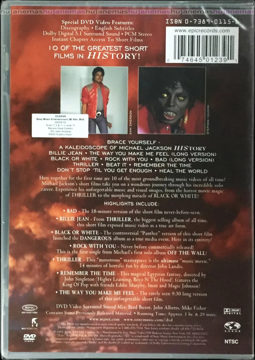 MICHAEL JACKSON Video Greatest Hit History MALAYSIA SPECIAL Edition NTSC DVD