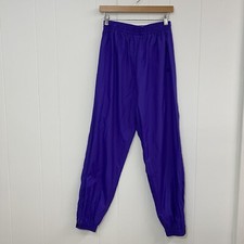 Vintage Moving Comfort Pants Womens L Purple Nylon Pockets Drawstring Tapered