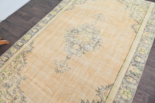 Oushak Turkish Vintage Rug 6x8 Kilim Rug Anatolian Handmade Boho Decor ORANGE