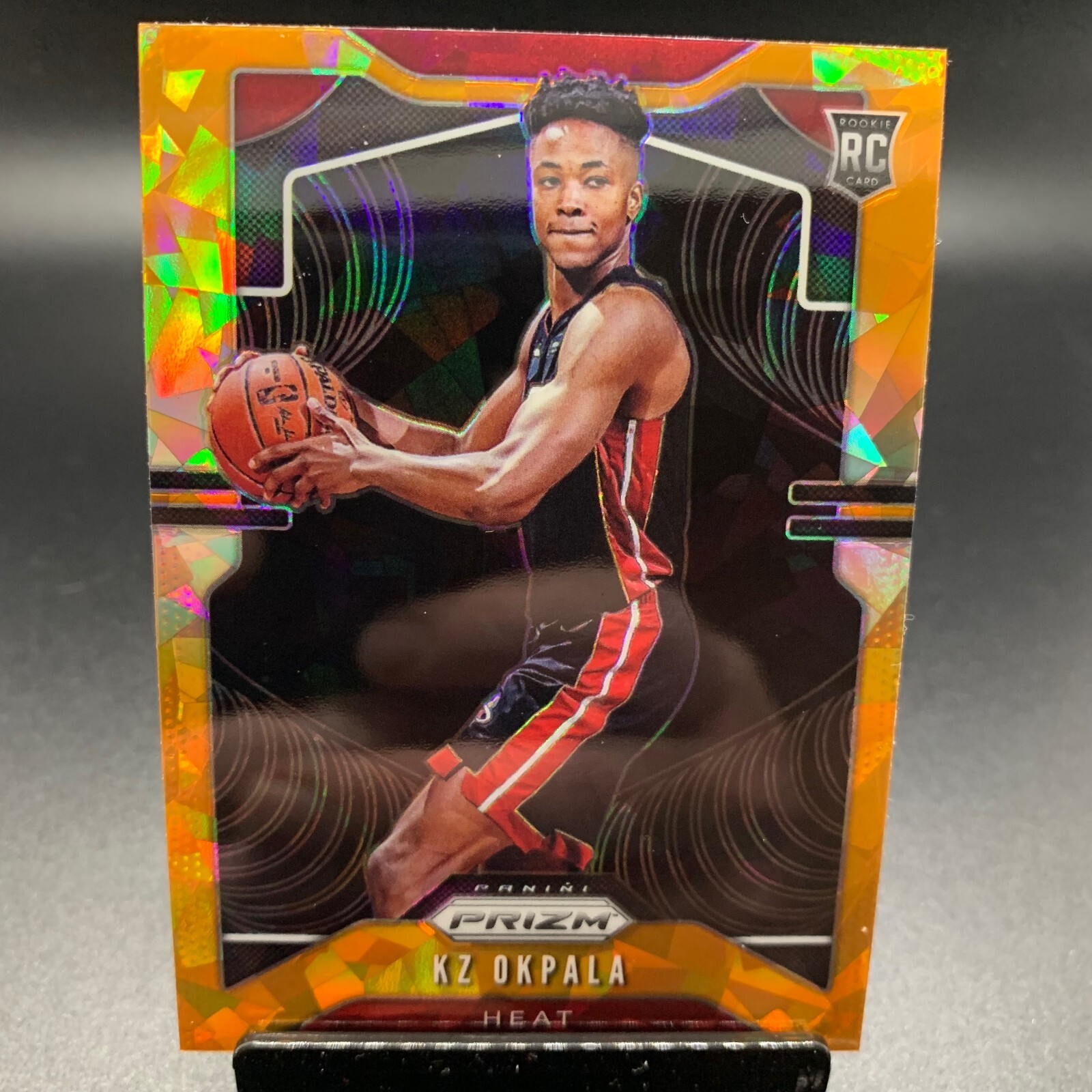 2019-20 Panini Prizm #275 KZ Okpala Orange Cracked Ice Rookie RC Miami Heat