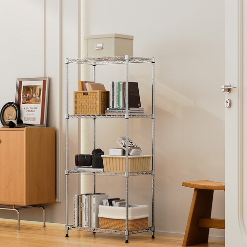 4 Tier Shelf Adjustable Storage Shelving Unit Steel Organizer Wire Racks Kitchen - Picture 5 of 7
