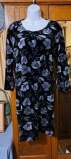 Gudrun Sjoden Vurma Dress Velvet Velour Floral Sz M Black Blue Lagenlook Winter