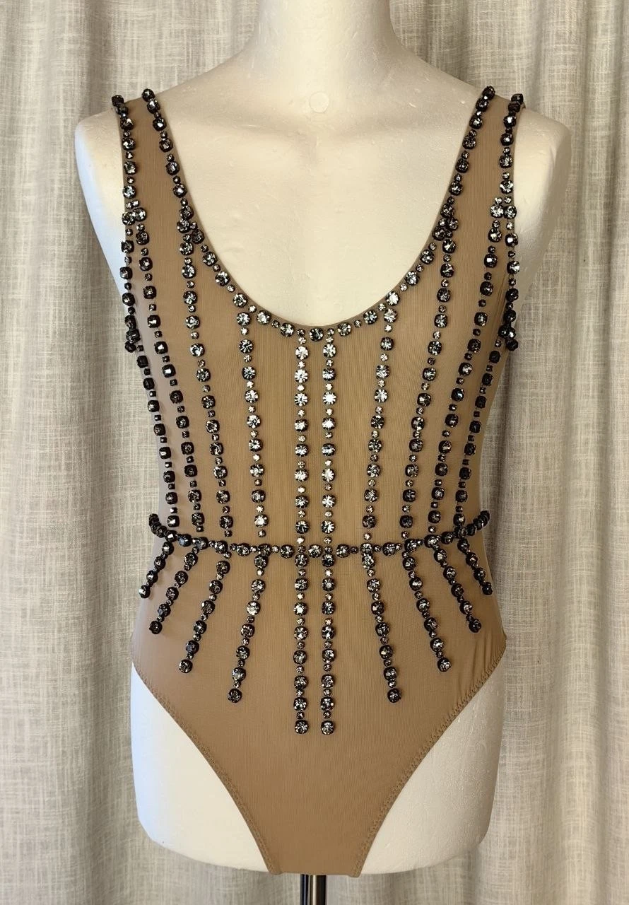 Stella McCartney — Stella McCartney H&M Mesh Bodysuit With Crystals Size M