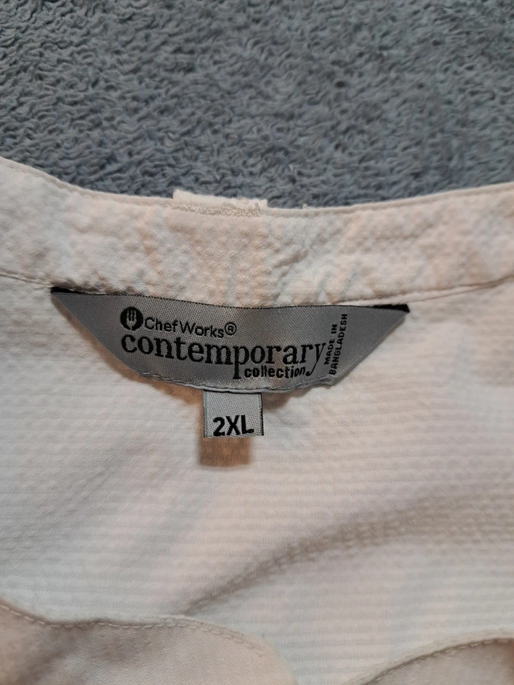 Chef Works Contemporary Shirt Mens Size 2XL White Short Sleeve Button Front - Image 4 of 4