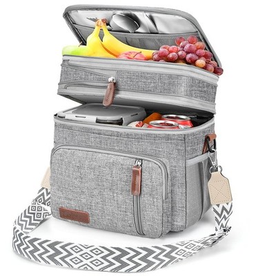 Lunch Box Bag For Women Men Double Deck Large Insulated Leakproof Cooler 16L
