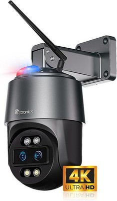 Ctronics Dual Lens 4K 8MP Security Camera Outdoor Auto Tracking