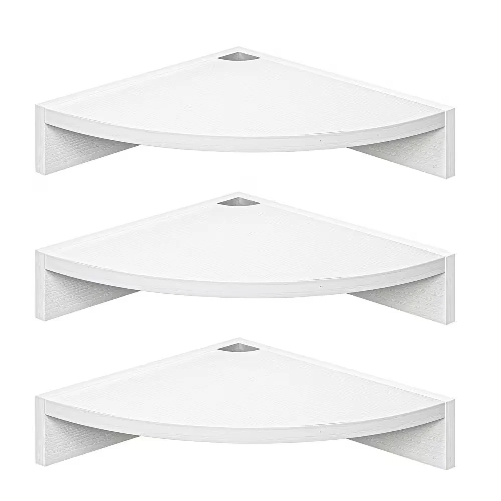 11.5 In. W X 11.5 In. D White Corner Shelf Set of 3, Wood Floating Corner Shelve